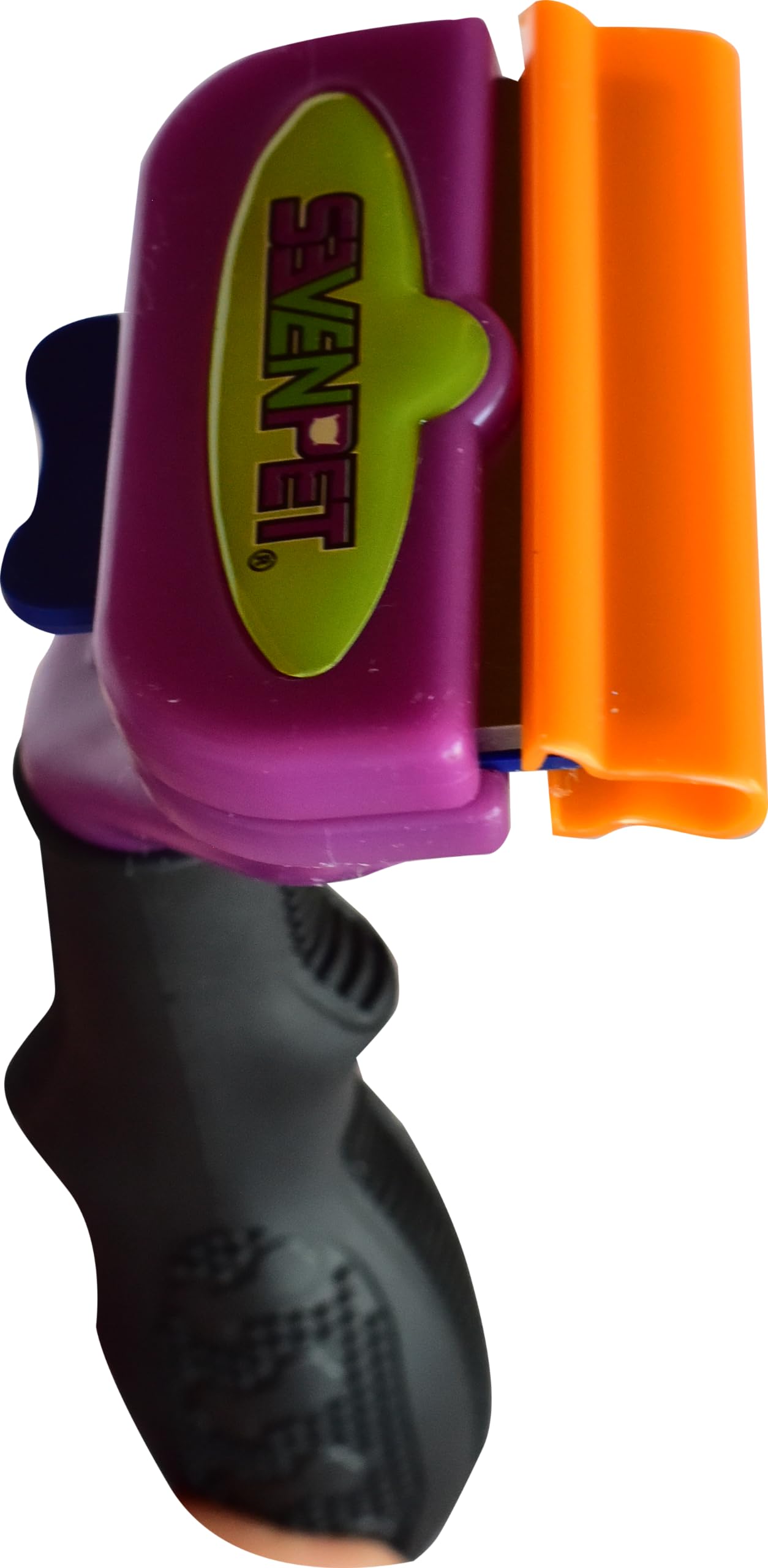 Deslanador SEVENPET Negro con Navaja Horizontal Ergonómico para Mascotas