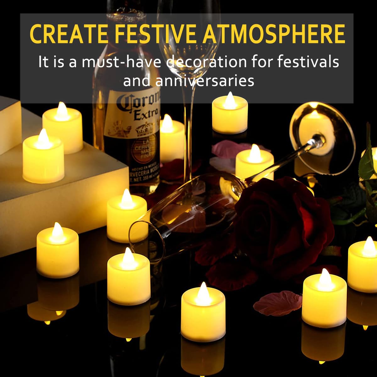 Velas LED de Electrónica Parpadeantes Pequeñas para Decoración Interior y Exterior