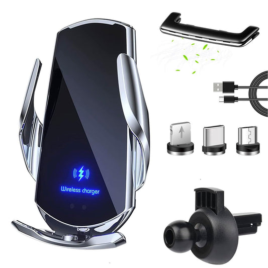 SOZOMO Cargador de Coche Inalámbrico, Soporte de Teléfono paraCoche,Soporte Cargador 2 en 1，15w Cargador De Coche Rapida,para Todos Teléfonos Móviles con Función de Carga Inalámbrica ﻿
