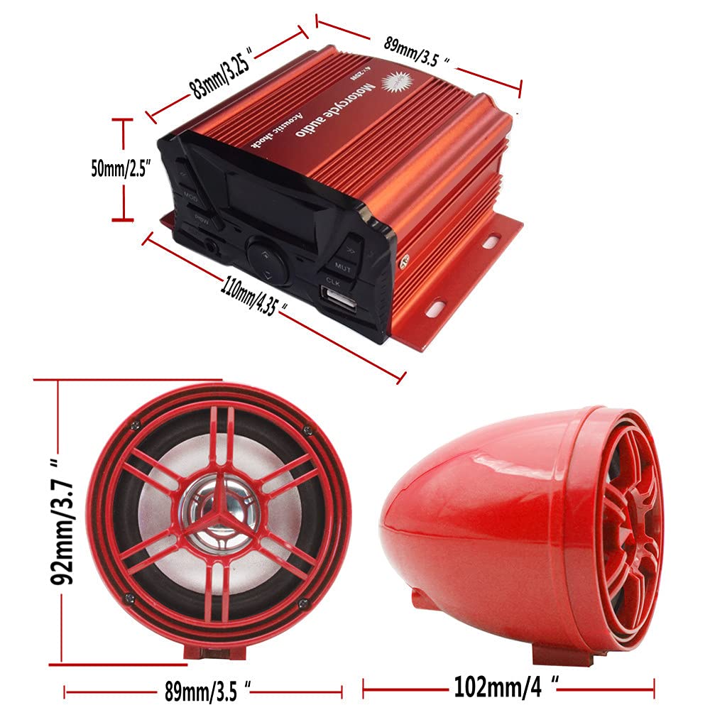 Altavoz Inalámbrico Bluetooth Resistente al Agua para Motocicleta UTV/ATV con Control Remoto 3 Pulgadas