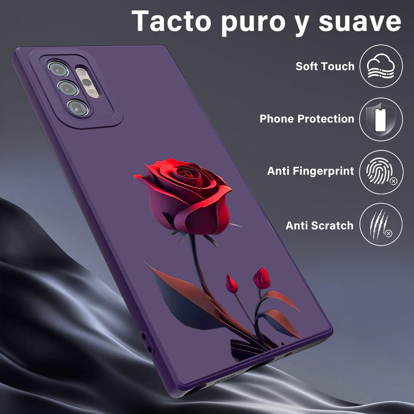 Threehao Funda para Samsung Galaxy S10 Plus Case Uso Rudo, Ultra Delgado Flexible Silicona Púrpura Carcasa con Aesthetic Dibujos Flores, Antigolpes Anti-arañazos Protectora