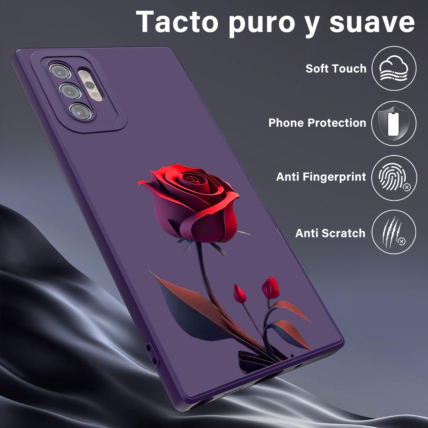 Threehao Funda para Samsung Galaxy S10 Plus Case Uso Rudo, Ultra Delgado Flexible Silicona Púrpura Carcasa con Aesthetic Dibujos Flores, Antigolpes Anti-arañazos Protectora