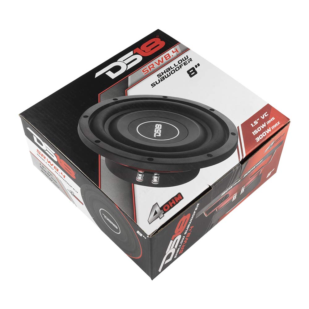 DS18 SRW8.4 8 Subwoofer para automóvil Poco Profundo - 300 vatios, Bobina de Voz única, 4 ohmios (1 Altavoz)