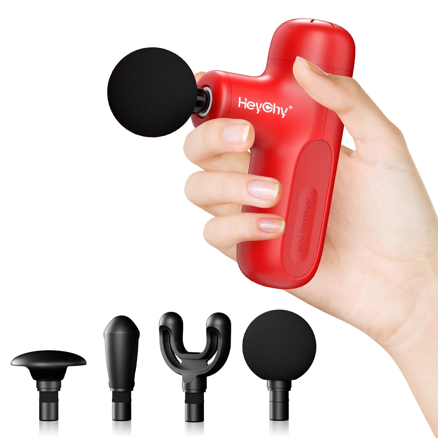 HEYCHY - Mini pistola de masaje, masajeador portátil de mano para aliviar el dolor de viaje pequeño, recuperación de cuerpo completo y alivio para exteriores, carga USB, 5 velocidades, regalos para