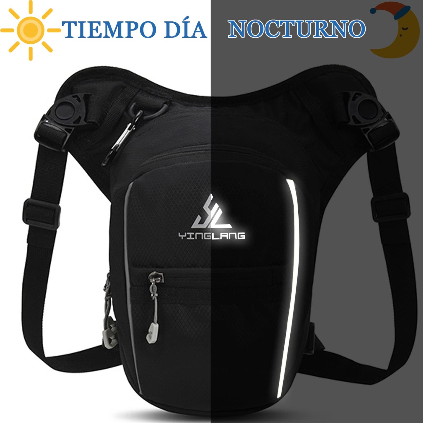 Cangurera Deportiva de Viaje, Bolsa de Pierna, Hombre riñonera Mujer, Cintura Pack Bolso de Paquete Tela Impermeable Amplia Capacidad, 3 bolsillos y 1 extensión con cremallera para Ciclismo Correr…