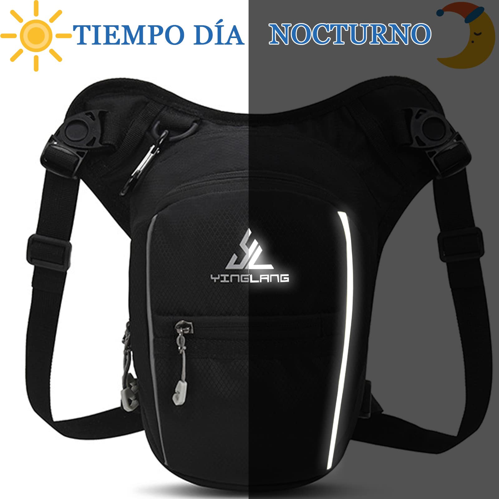 Cangurera Deportiva de Viaje, Bolsa de Pierna, Hombre riñonera Mujer, Cintura Pack Bolso de Paquete Tela Impermeable Amplia Capacidad, 3 bolsillos y 1 extensión con cremallera para Ciclismo Correr…