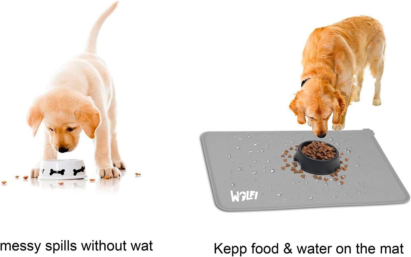Tapete de Mascota Wolfi Gris Antiadherente de Silicona para Comer para Perro o Gato