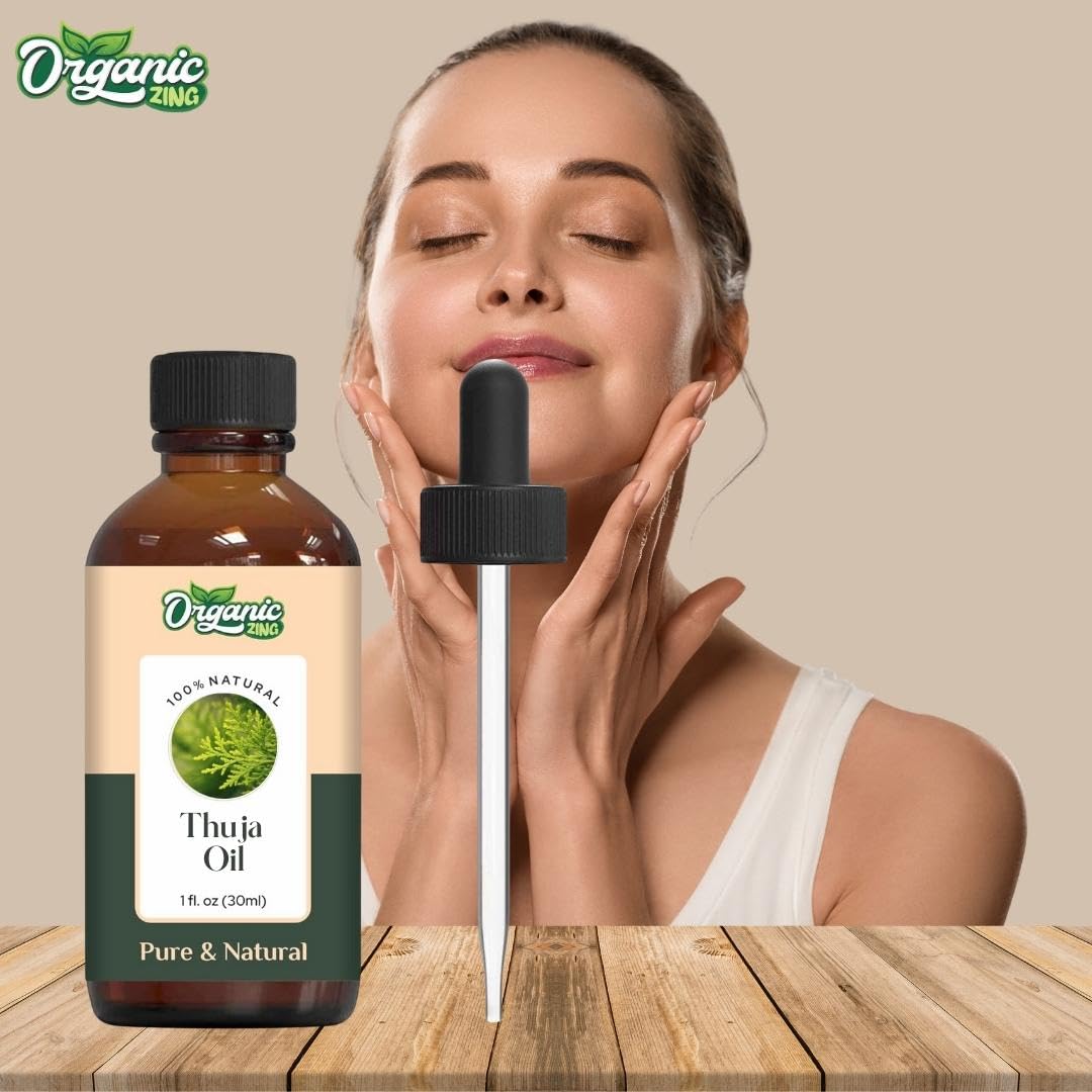 Organic Zing Thuja Essential Oil Pure & Natural for Skin, Face, Hair Care, Aroma therapy, Diffuser, Conditioner - 30ml