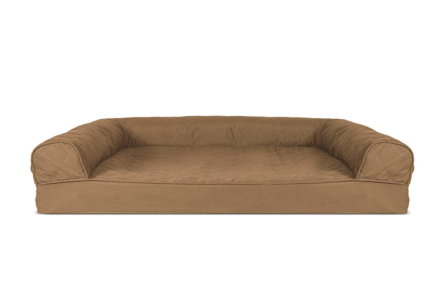 FurHaven Small Quilted Orthopedic Sofa Pet Bed for Dogs and Cats, Wine Red, Café cálido