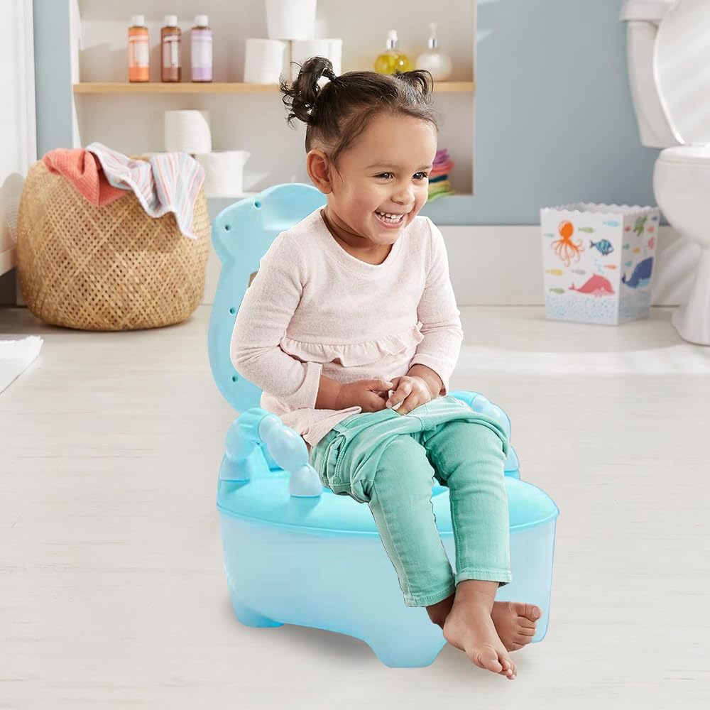 Fishlead Baño de Entrenamiento para Bebe, Asiento Entrenador para Baño Niño, Bacinica de Vaquita para Etapa de Desarrollo Infantil, Escusado con Asiento Acolchonado y Tapa, 1 Count (Azul)