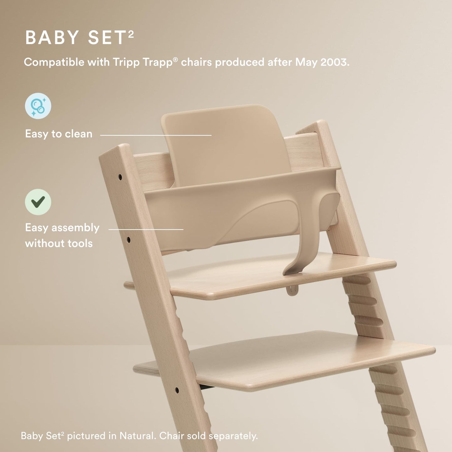 Tripp Trapp Baby Set 2 de Stokke, Edad 6-36 meses - Convierta la silla Tripp Trapp en una cómoda trona (Glacier Green)