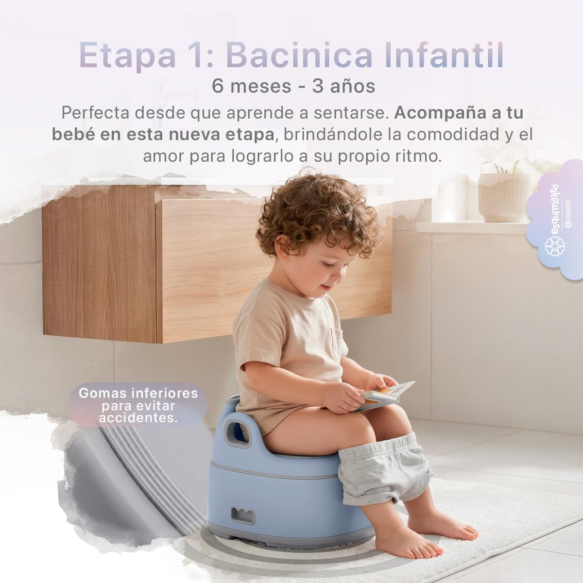 ESQUIMAL Bacinica 3 en 1 Baño Entrenador Niño y Niña Asiento WC Azul