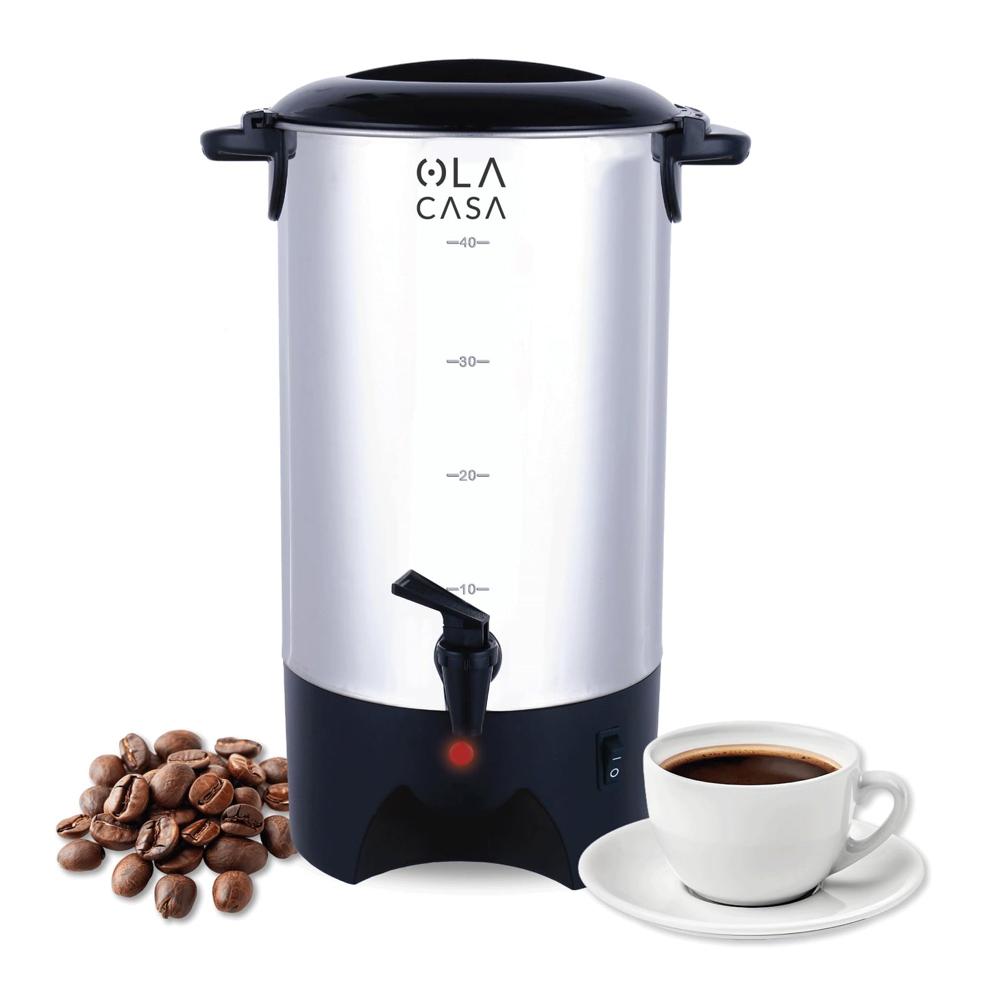 Cafetera Eléctrica Urna Acero Inoxidable 40 Tazas Filtro Permanente