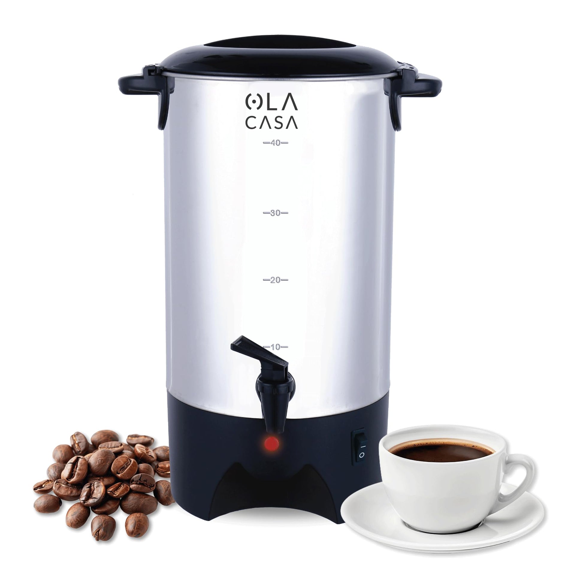 Cafetera Eléctrica Urna Acero Inoxidable 40 Tazas Filtro Permanente