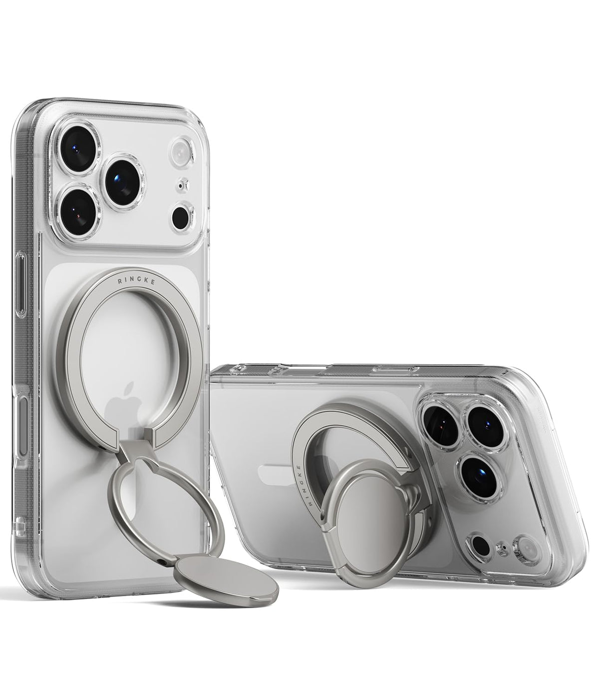 Soporte Magnético Dual Ringke Satin Silver con Bisagra Ajustable Multiángulo para iPhone, Galaxy, Pixel y Otros Celulares Compatible con MagSafe