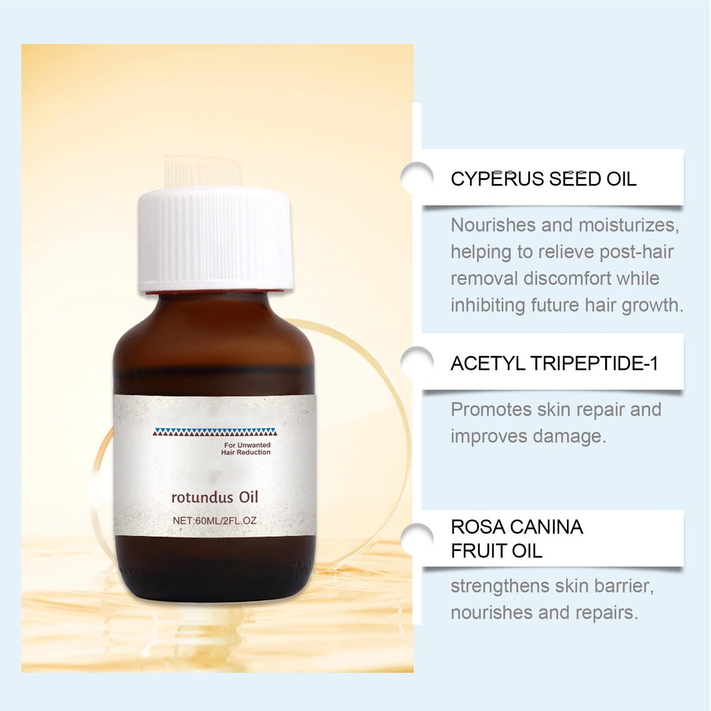 Pack de 2 Aceites de Cyperus Rotundus 100% Puro para Depilación y Reducción de Vello - 60 ml cada uno - Piel Suave y Sin Vello - ¡Aprovecha esta Oferta en Línea!