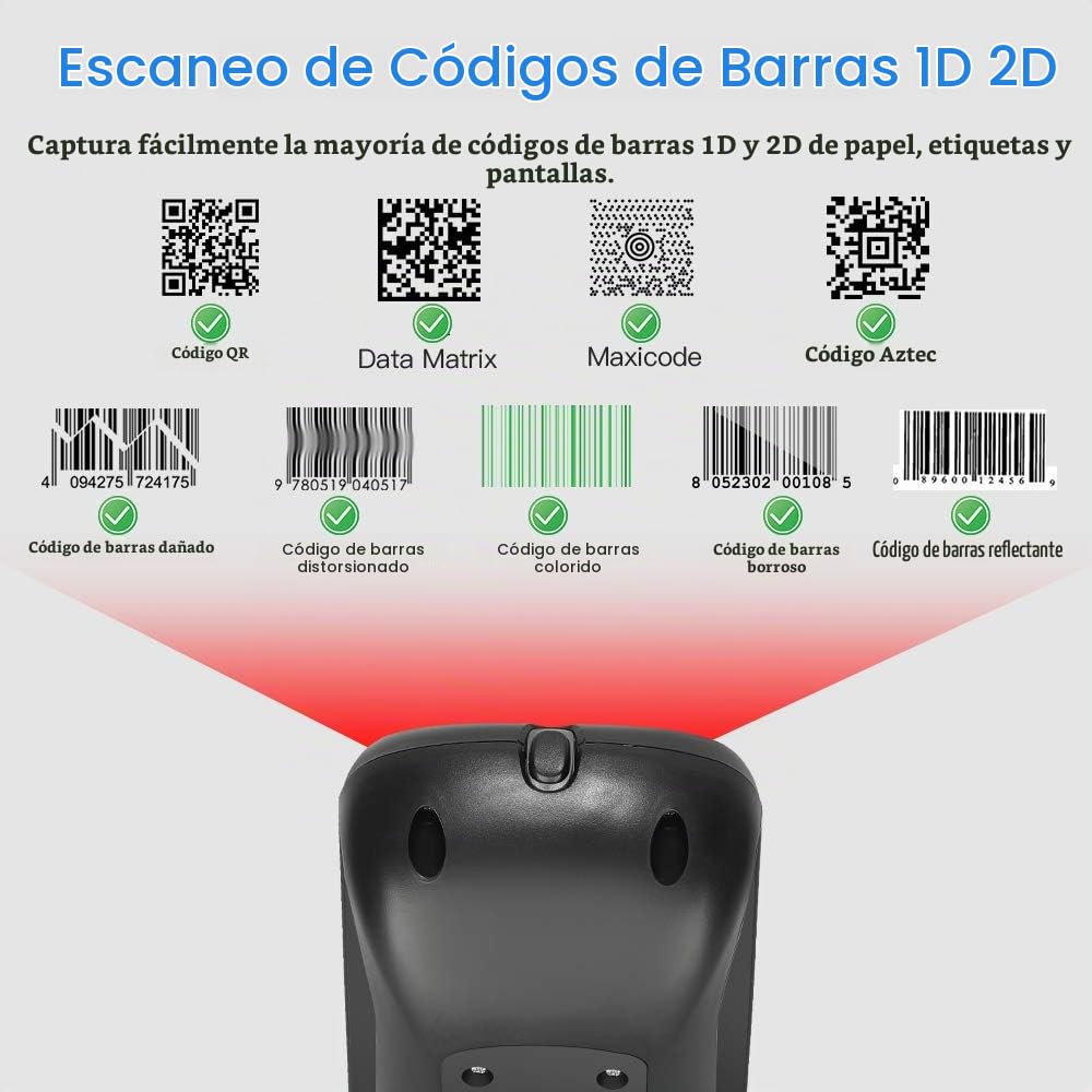 Escáner de Código de Barras Eyoyo Negro Omnidireccional 2D USB