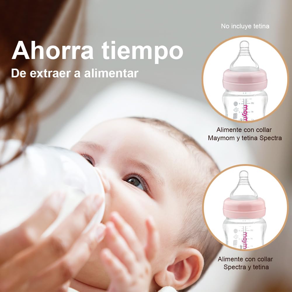 Botella de boca ancha para recolección y almacenamiento de leche materna, 9 oz / 280 ml, con disco SureSeal reescribible. Compatible con extractores Spectra (S1, S2 y 9 Plus) y Avent. Paquete de 4, solo botellas.