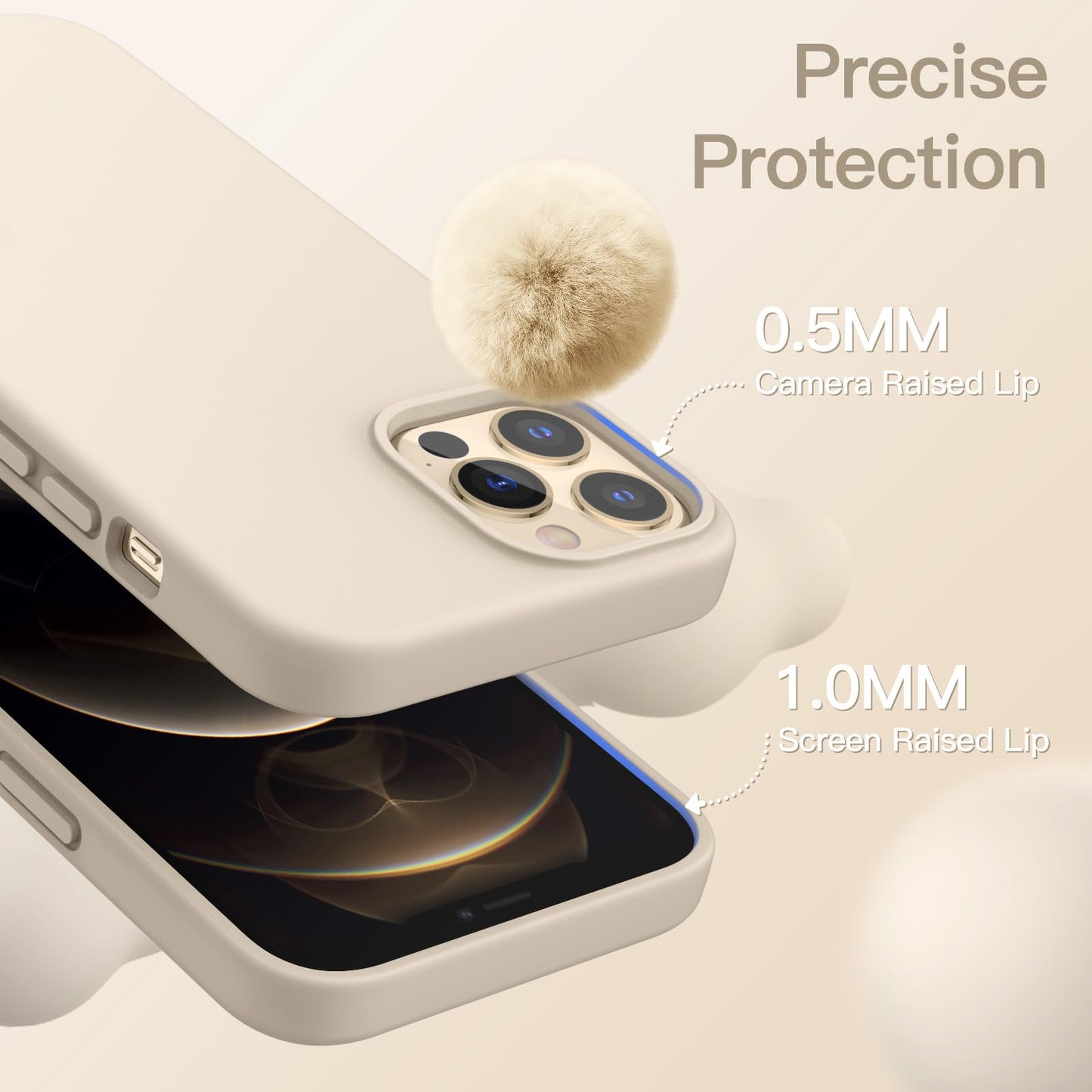 JETech Funda Silicona para iPhone 12 Pro MAX 6.7 Pulgadas, Protectora de Cuerpo Completo con Tacto Suave y Sedoso, Antigolpes Carcasa con Forro de Microfibra (Oro)