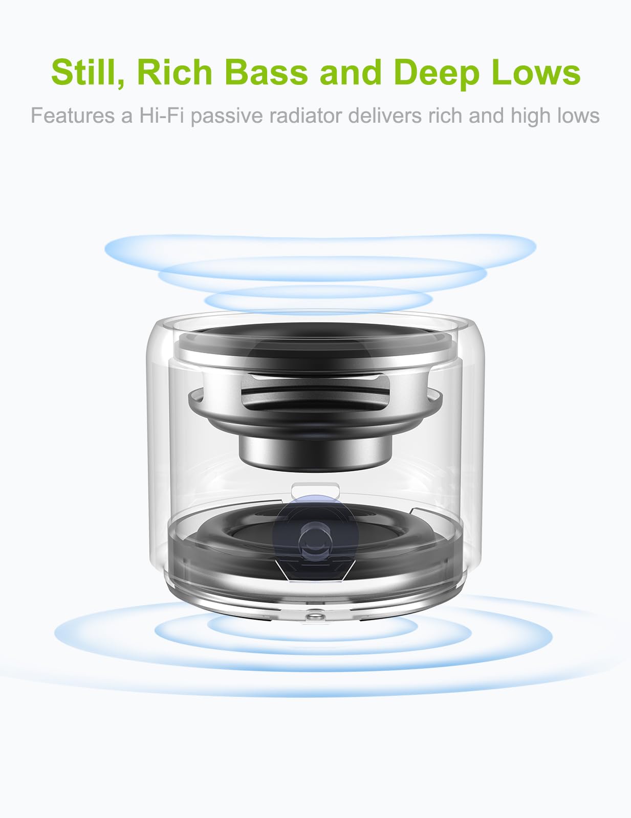 EWA - Funda de viaje empaquetada, altavoz Bluetooth portátil A106 Pro con radiador de graves personalizado, diseño breve, impermeable IP67, mini altavoz perfecto para ducha, habitación, bicicleta,
