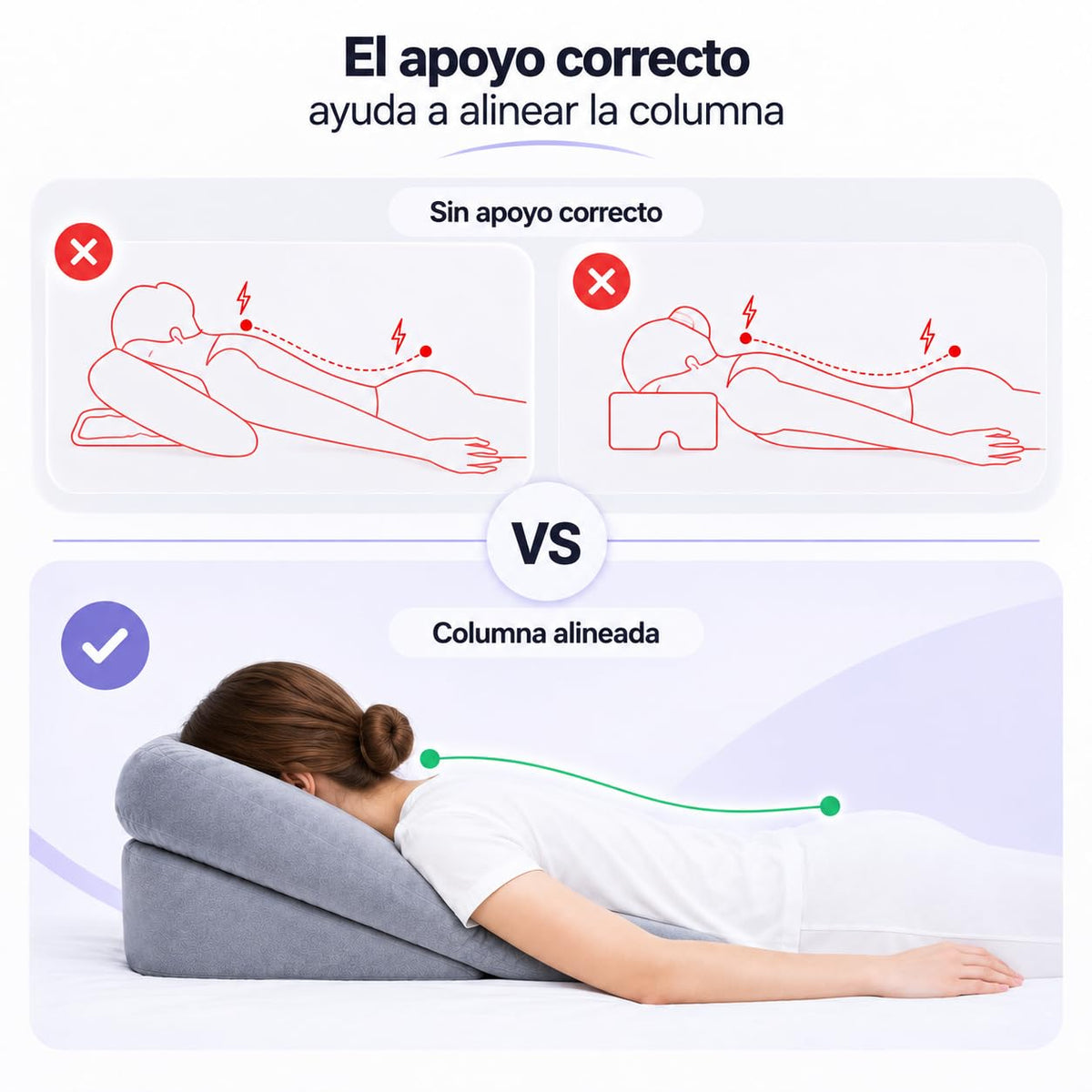 Almohada Viscoelástica SIJEW Blanca para Dormir Boca Abajo y Masajes
