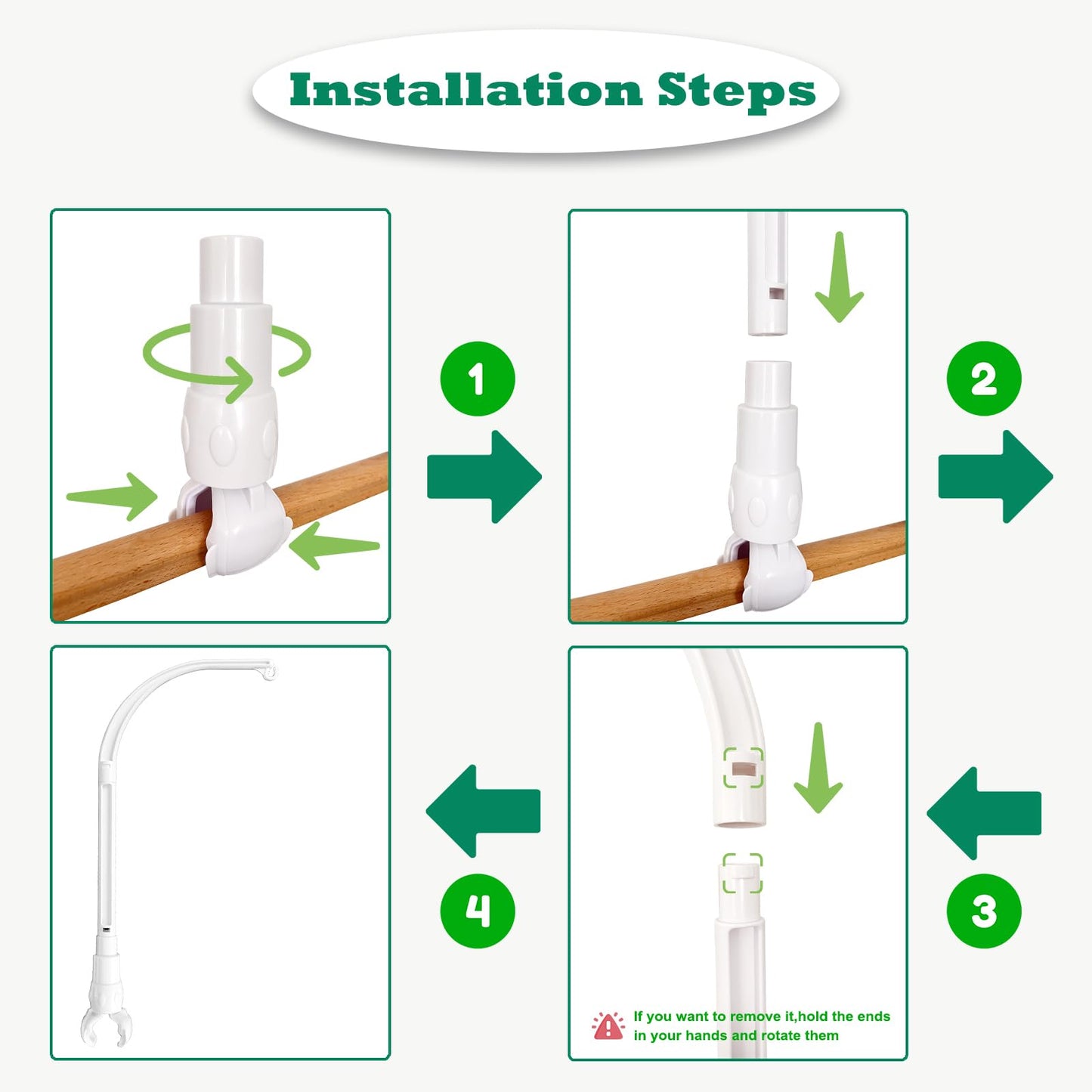 LIUDHPSP - Soporte de brazo para cuna de bebé de 23 pulgadas, la parte de garra se puede ajustar de ancho, decoración de juguete de bricolaje (soporte sin caja de música)