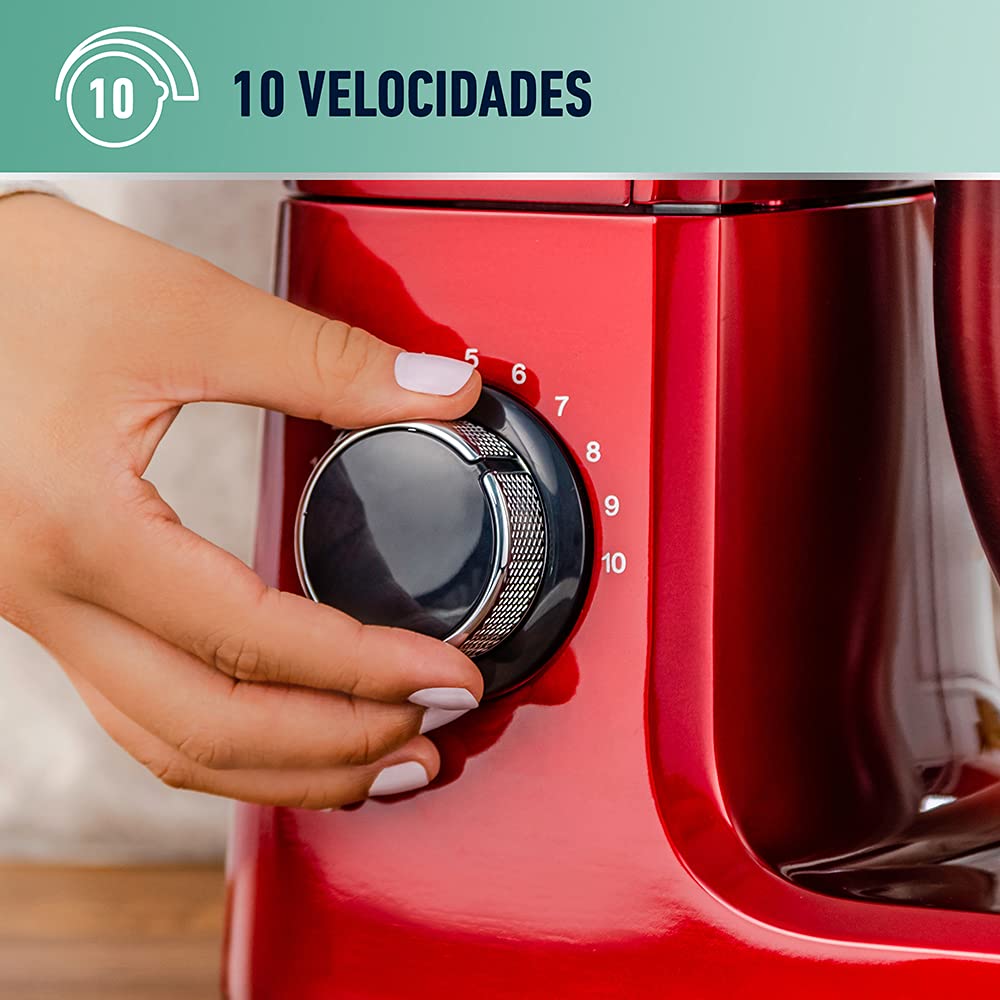 Batidora Planetaria Oster Roja con 10 Velocidades y Tazón de 5.2 Litros