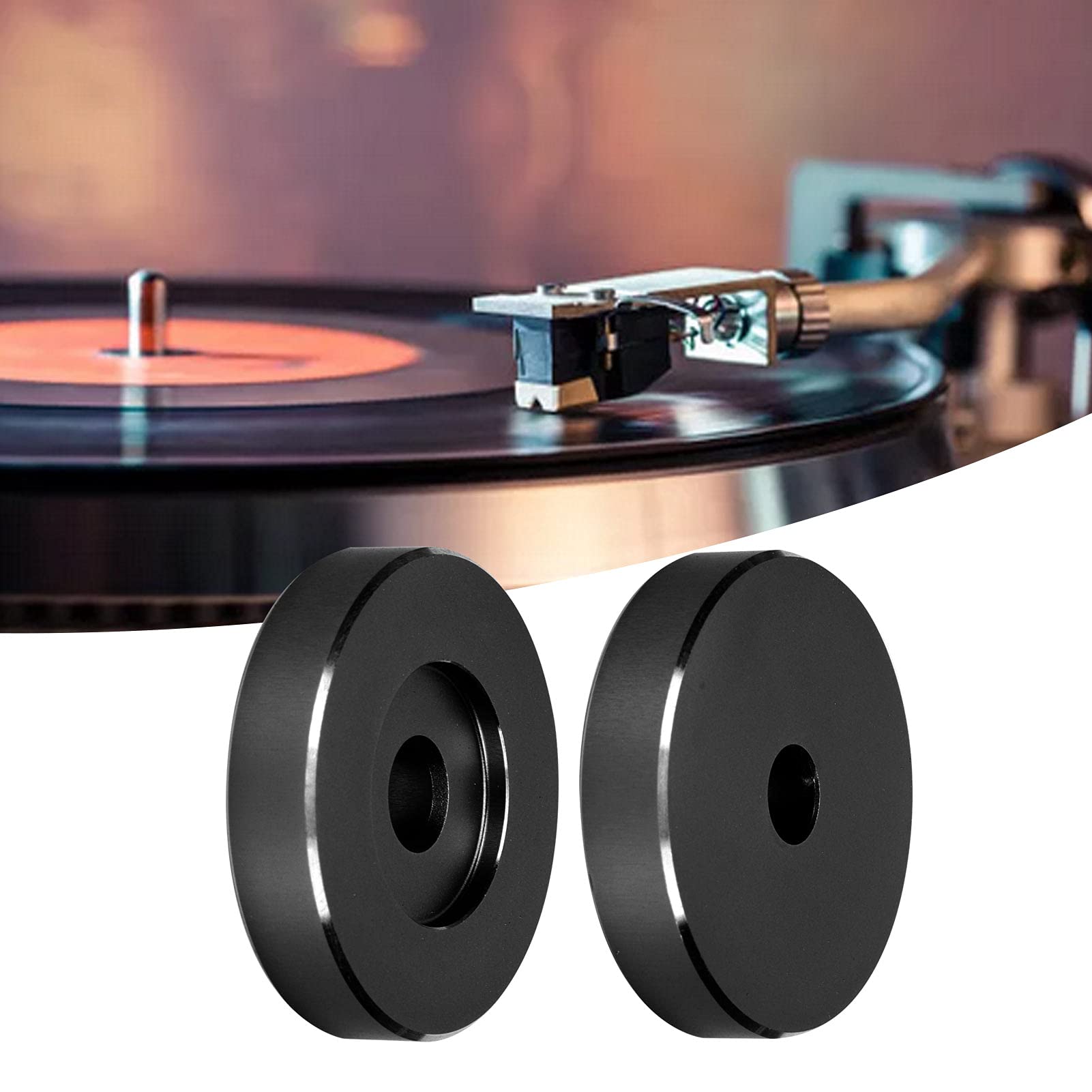 ciciglow Adaptador para Tocadiscos, 45 RPM,Hoja de Conversión de Orificios Grandes, Adaptador de Clip de Vinilo Negro, Adecuado para la Mayoría de los Discos de Orificios(Negro)