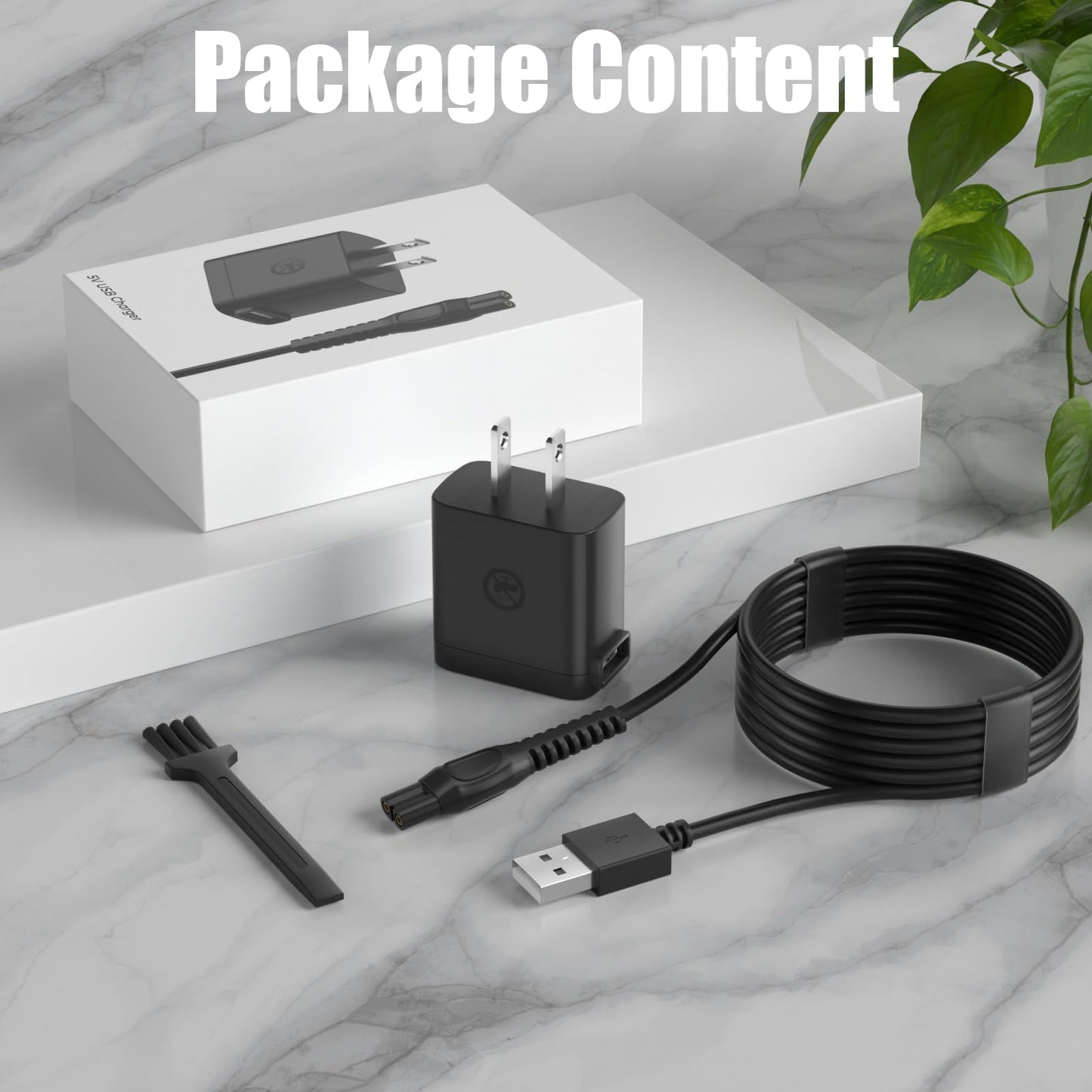 IBERLS Cargador para Philips Rasuradora Norelco OneBlade QP2724 QP2834 QP1924 MG5910 MG7910 MG9510 X3001 X5006, Cable de Carga Afeitadora Charger, Cepillo de Limpieza(5V)