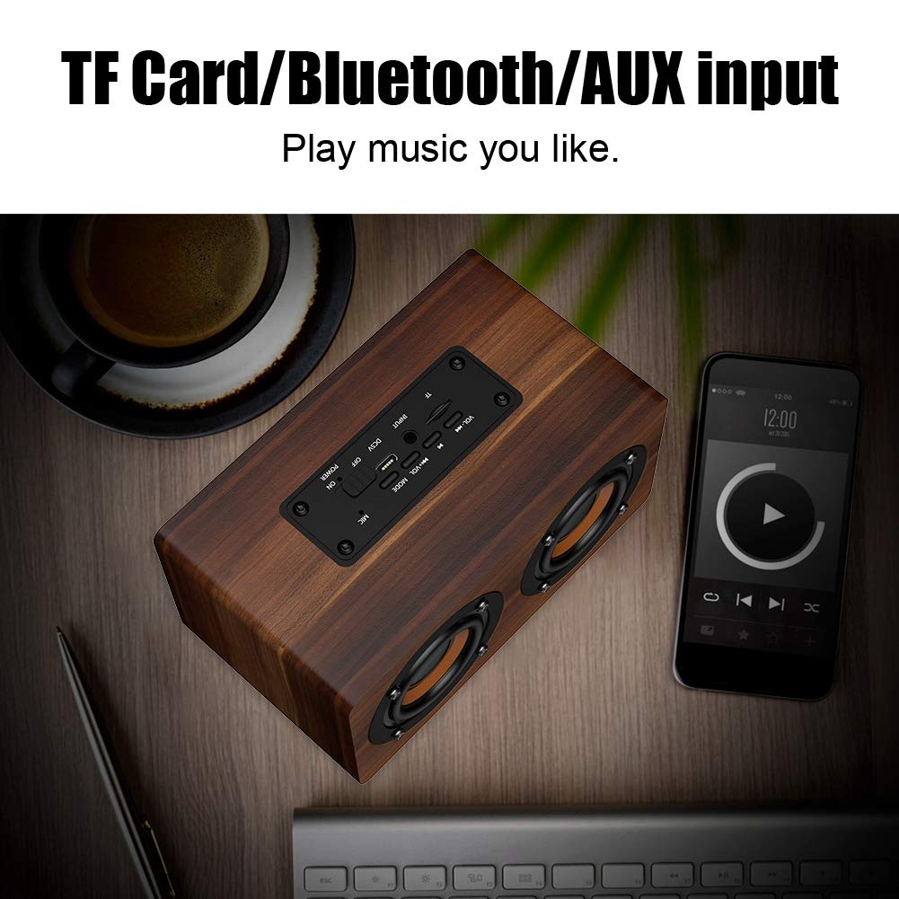 Altavoz Bluetooth Oumij Marrón con Subwoofer Estéreo y Radio FM para Música de Alta Fidelidad