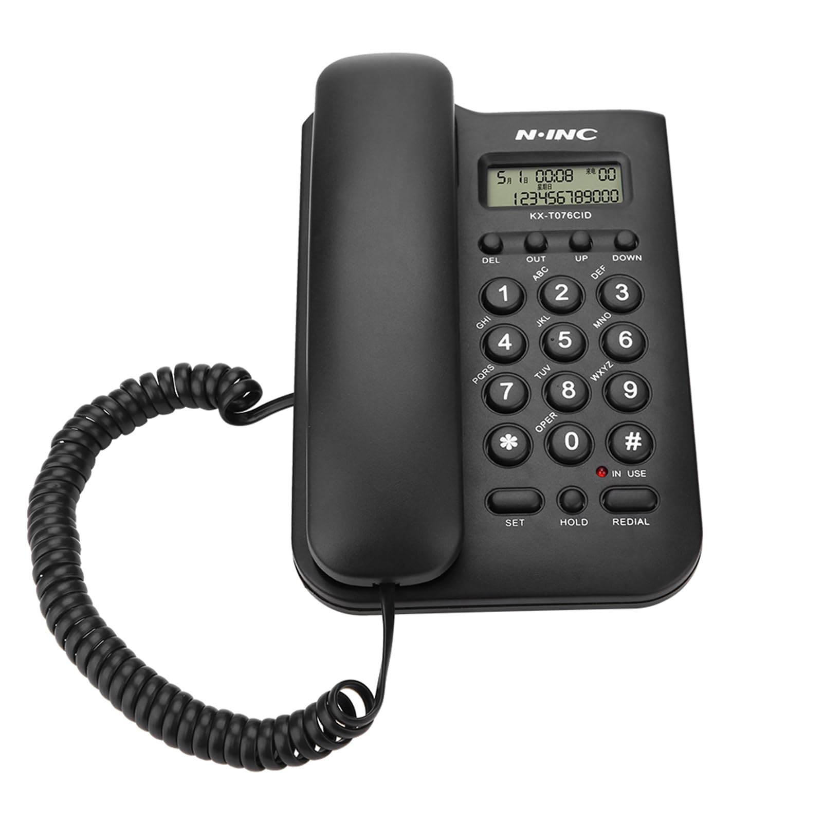 Ciglow Teléfono, FSK/DTMF Dual, Teléfono Lindline de Escritorio con Pantalla de Identificación de Llamadas para la Oficina en el Hogar Fácil de Instalar(Negro)