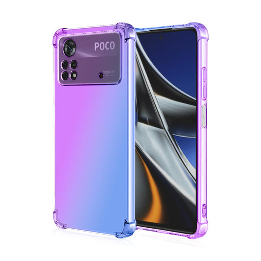 DABUNA Funda para Xiaomi Poco X4 Pro 5G Case Uso Rudo,Transparente Colores Degradados Protectora de Cámara Anticaída Carcasa Bumper(Púrpura Azul)