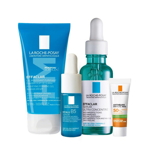KIT EFFACLAR SERUM ULTRA CONCENTRADO DE 30 ML + EFFACLAR GEL LIMPIADOR +M DE 50ML, HYALU B5 SERUM DE 10ML, ANTHELIOS UVMUNE 400 FPS50+ OIL CONTROL FLUIDO DE 3ML.