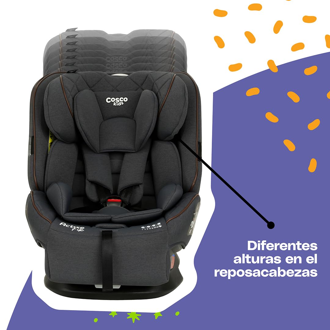 Autoasiento Convertible Cosco Kids Active Fix Rotación 360 Negro para Bebés y Niños hasta 36 kg