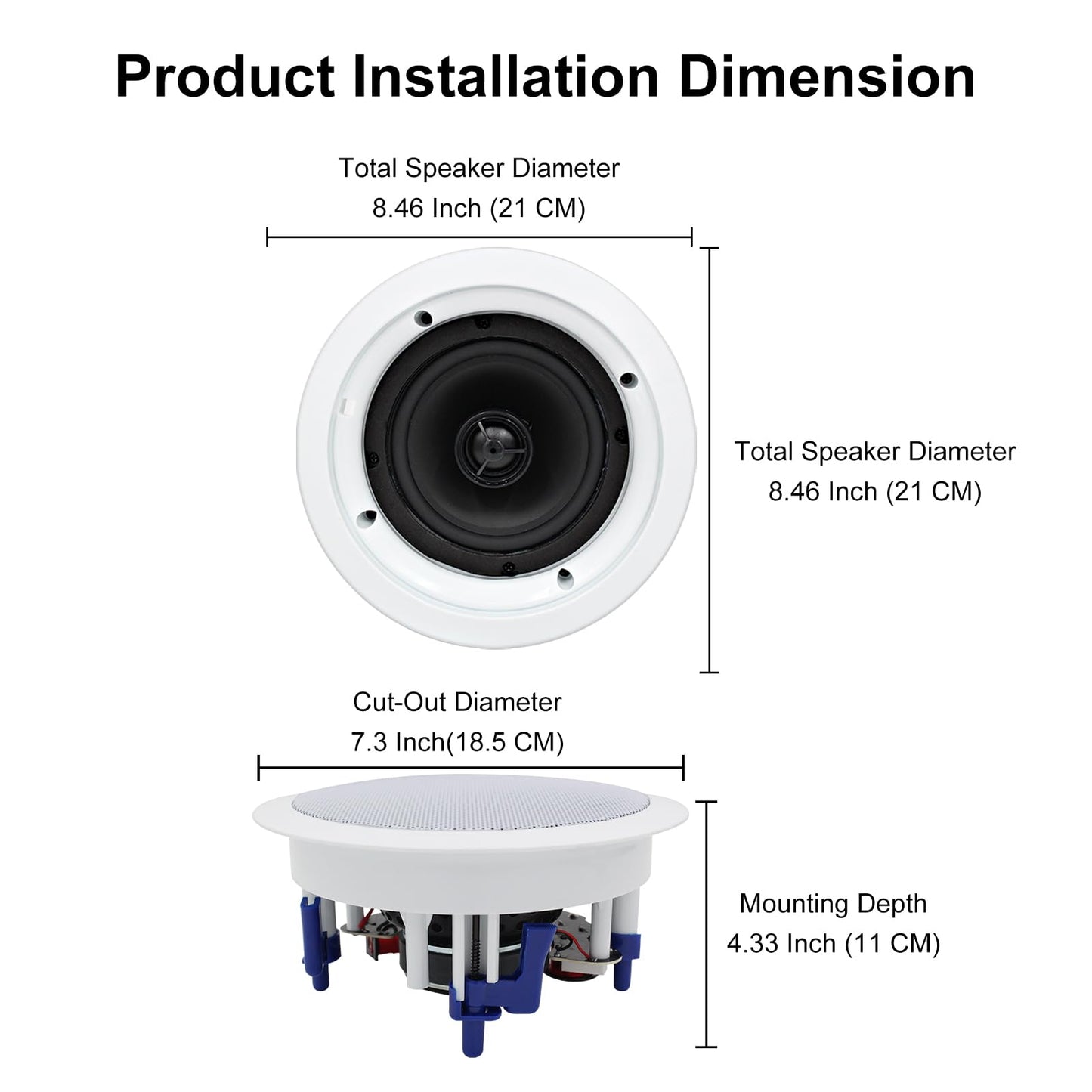 Herdio Altavoces Compatible con Bluetooth de Techo de 5.25 Pulgadas, Sistema de Altavoces empotrados para el hogar, 300 vatios, Perfecto para Humedad, Cocina, Patio Cubierto