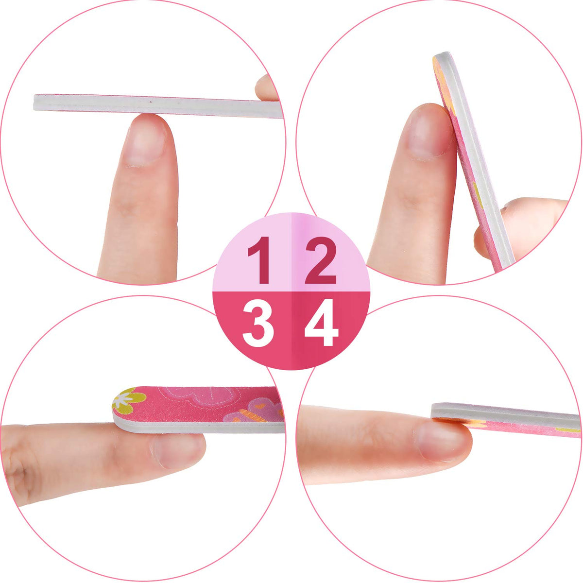 100 limas de uñas de doble cara para limas de uñas y pulidores de uñas para mujeres y niñas, 5 colores