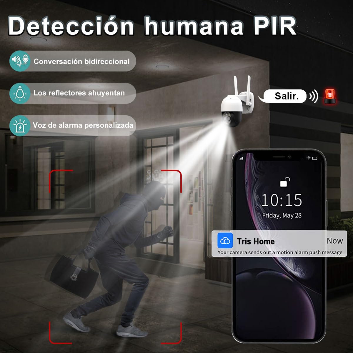 Cámara de Seguridad Exterior EASYTAO 9825G WiFi Lentes Duales Zoom Óptico 8X Visión Nocturna Audio Bidireccional Detección de MOV Compatible con Alexa
