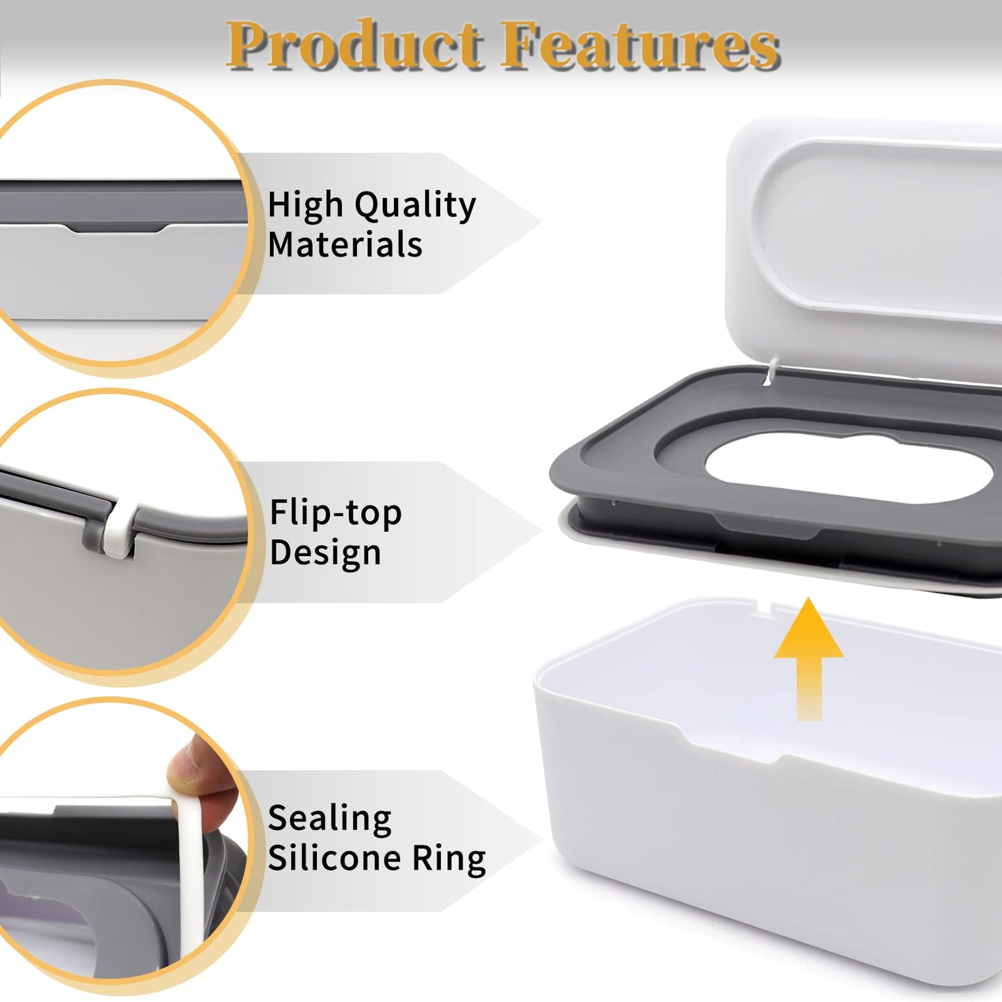Dispensador de toallitas para bebé, soporte para toallitas de pañales con tapa, contenedor recargable con diseño de sellado, caja de almacenamiento para toallitas desechables para baño, mantiene las toallitas frescas, fácil de abrir y cerrar