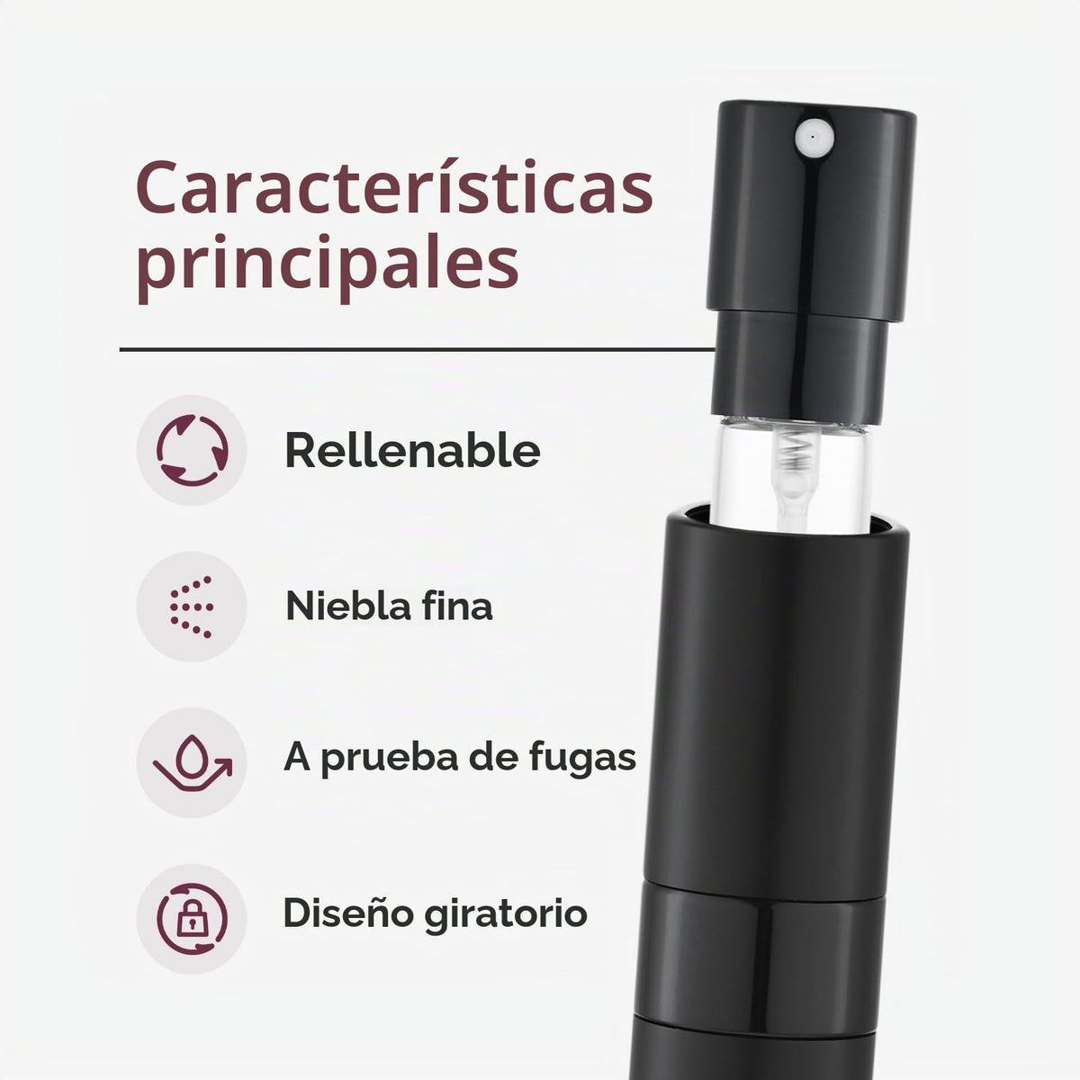 Lisapack - Botellas de spray de viaje para perfume – Mini Decantador atomizador recargable de colonia de 8 ml para hombres, dispensador de decantación de perfume esencial de viaje de tamaño pequeño