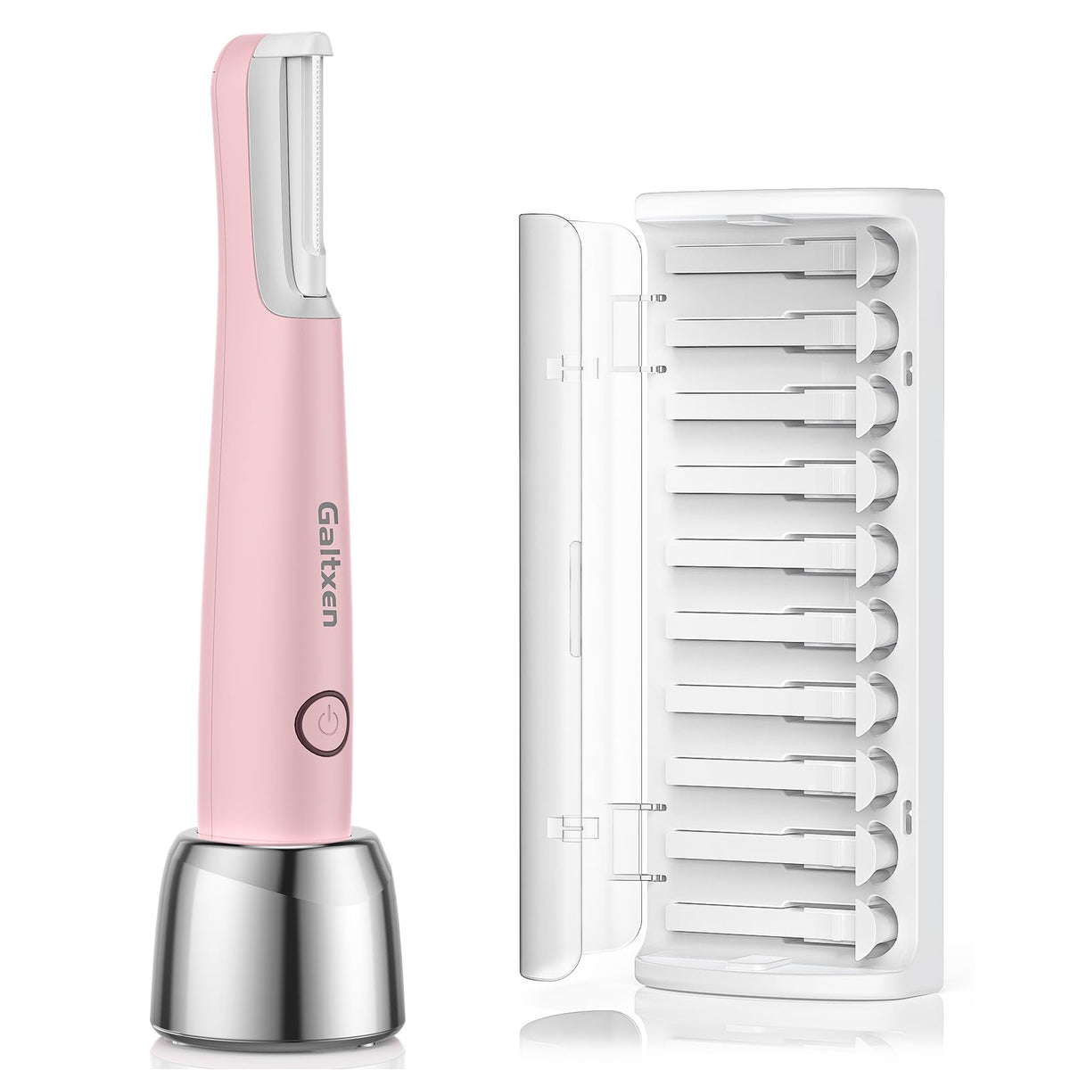 Sonic Dermaplaning Tool para mujeres, Recargable Dermaplane Razor Sonic Edge Tecnología para vello facial, exfoliante y pelusa de melocotón, 10 cuchillas de repuesto color rosa