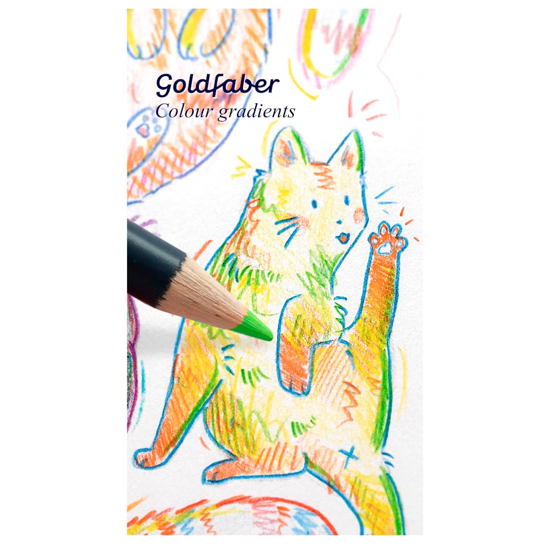 Faber-Castell Colores Goldfaber para Arte con 48 colores elaborados con excelente resistencia a la luz y a caídas, son ideales para artistas profesionales y aficionados que buscan proyectos creativos