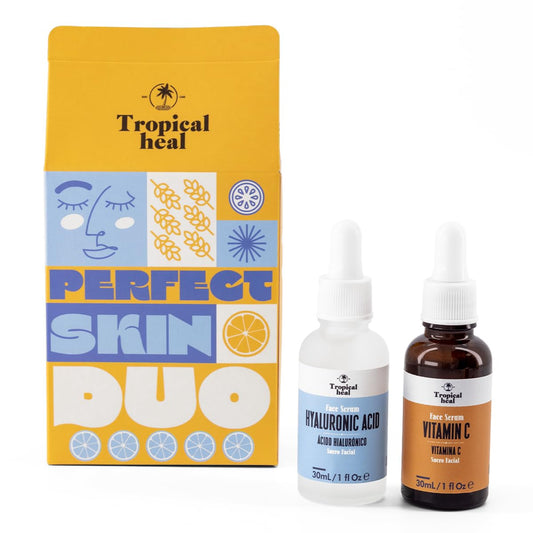 Tropical Heal - Perfect Skin Duo Vitamina C 10% y Ácido Hialurónico 2% - Sueros Faciales para Hidratación, Rejuvenecimiento y Protección - Unifica el Tono y Suaviza Líneas - 30 ml c/u