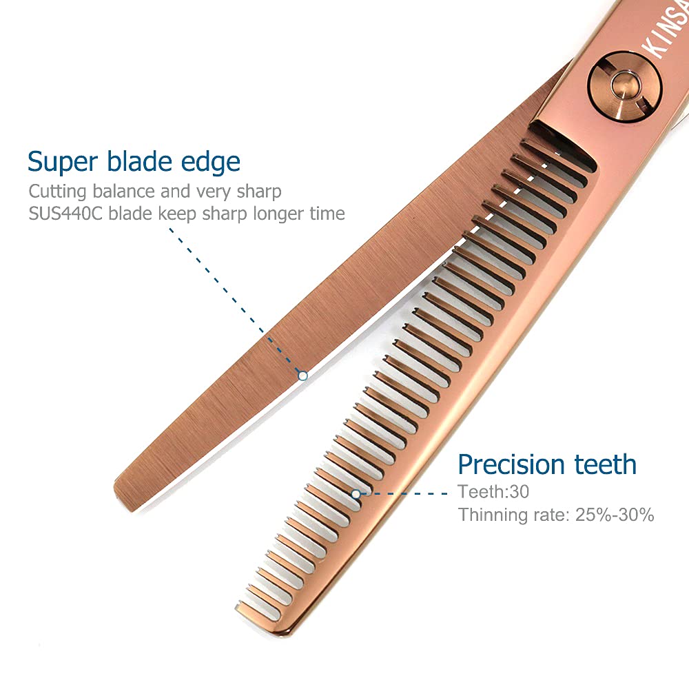 Tijeras de adelgazamiento de aproximadamente 15 cm de largo, tijeras profesionales de peluquería de 440 C con hoja convexa, Kinsaro para peluquería, peluquería o uso doméstico