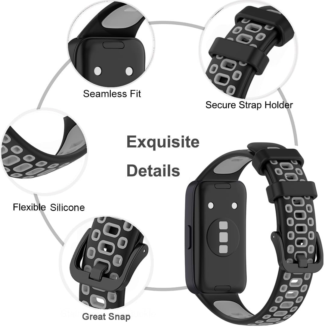 Hashun 2Piezas Correa Extensible Compatible con Huawei Band 9 y Huawei Band 8,Pulsera Banda de Silicona para Huawei Band 8, Correas Deportiva de Repuesto Transpirable para Huawei Band 8/9