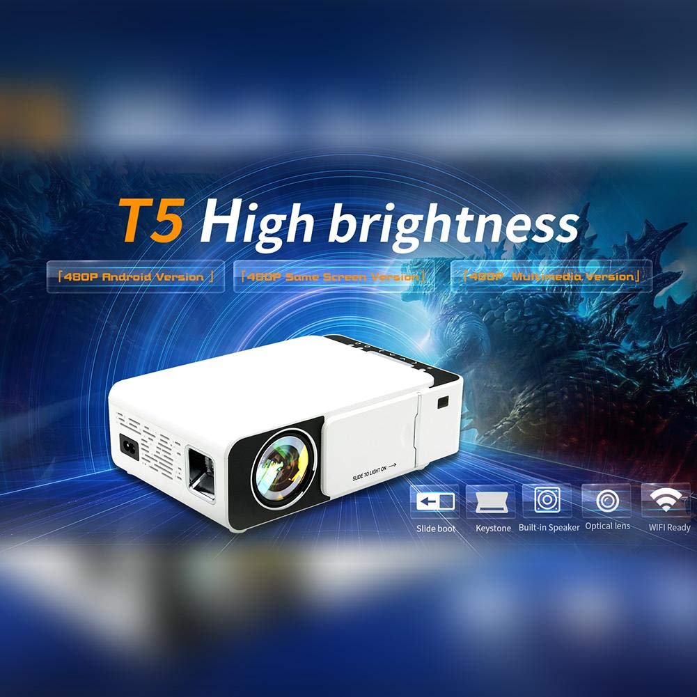 Proyector Mini Portátil LED 5000 Lúmenes 1280 x 720P con Larga Duración para Cine en Casa y Aula