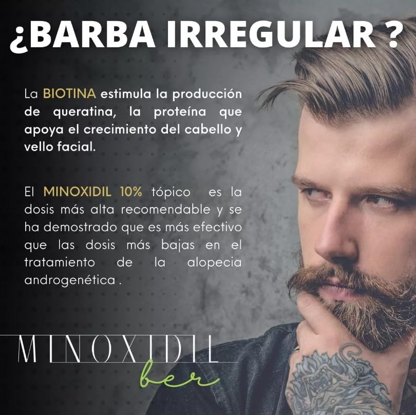 Set de Botellas de Espuma Minoxidil 10% Bergamota para Crecimiento de Barba y Cabello