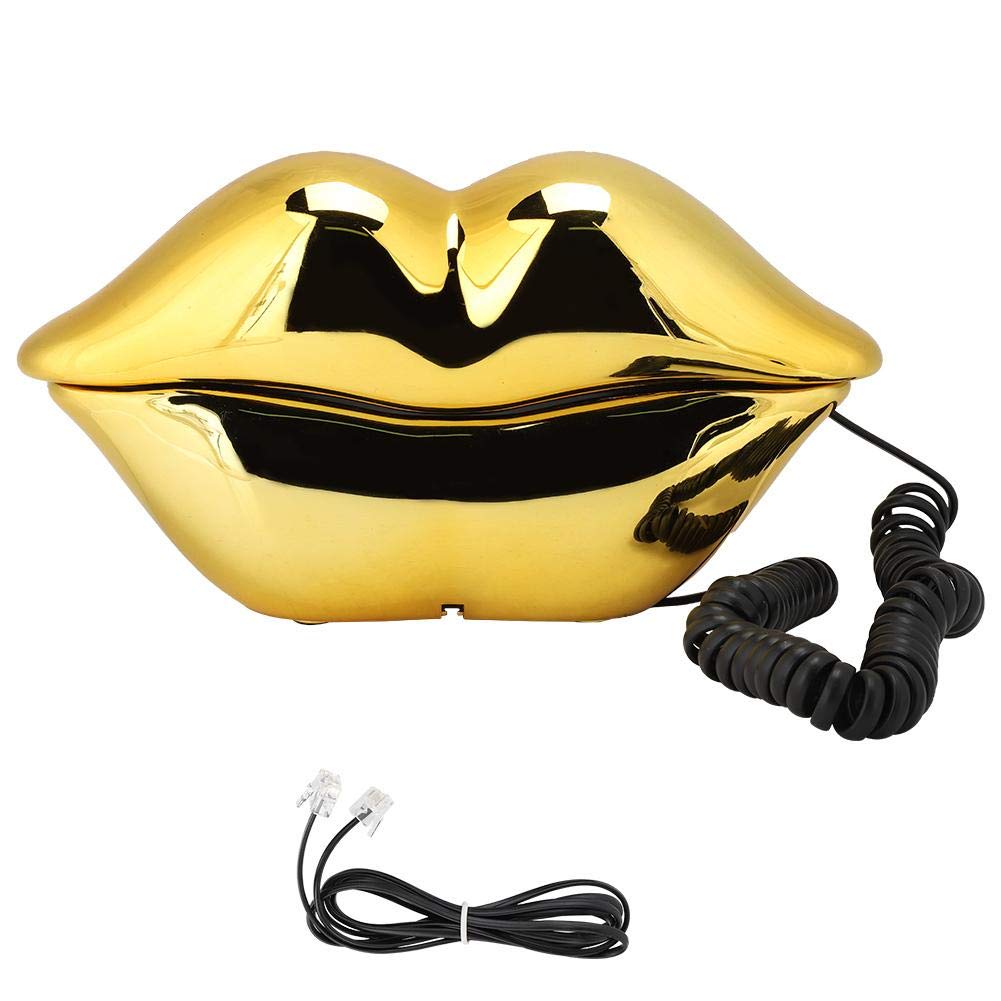 Novedad Labios Teléfono Teléfonos fijos para el hogar, teléfono de boca roja con cable atractivo del teléfono del labio Forma de dibujos animados Real con cable para el hogar