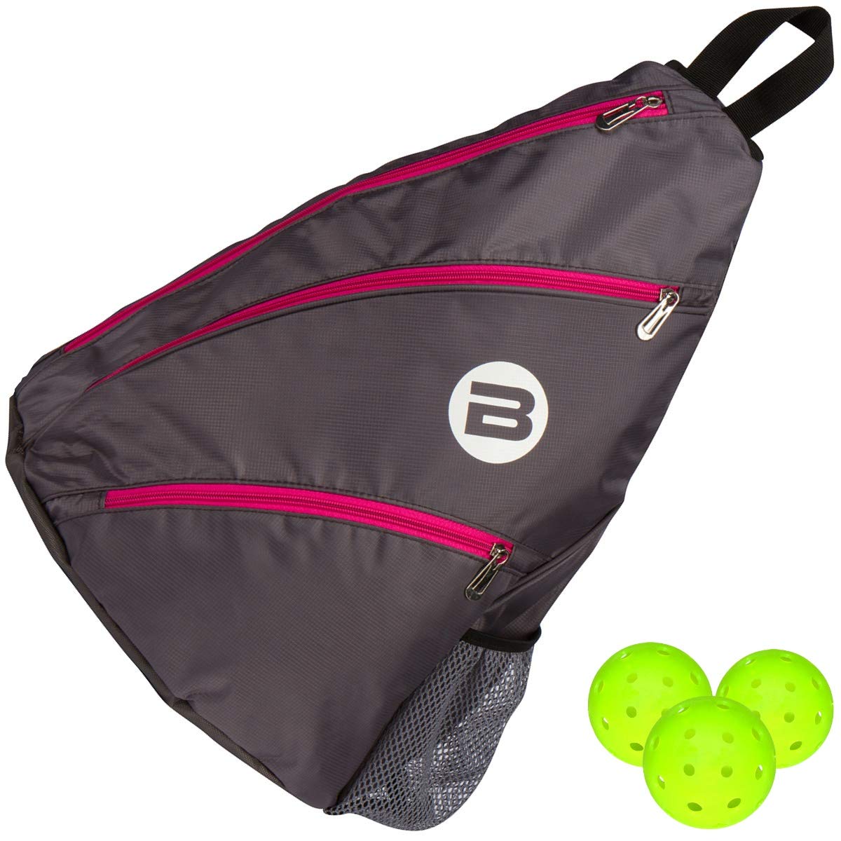 BESTA - Bolsa de pickleball de primera calidad. Bolsa acolchada con 3 compartimentos, soporte para botella de agua y correa ajustable que cambia de lado. Capacidad para varias palas, bolas y más