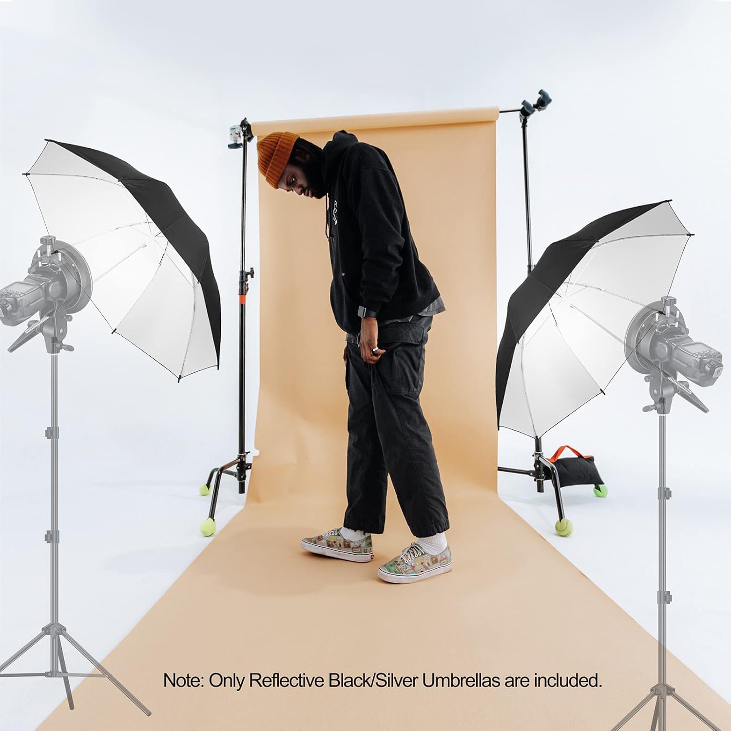 Emart 2 x 33" Photography Studio Photo Lighting Flash Reflective Black/Silver Umbrella