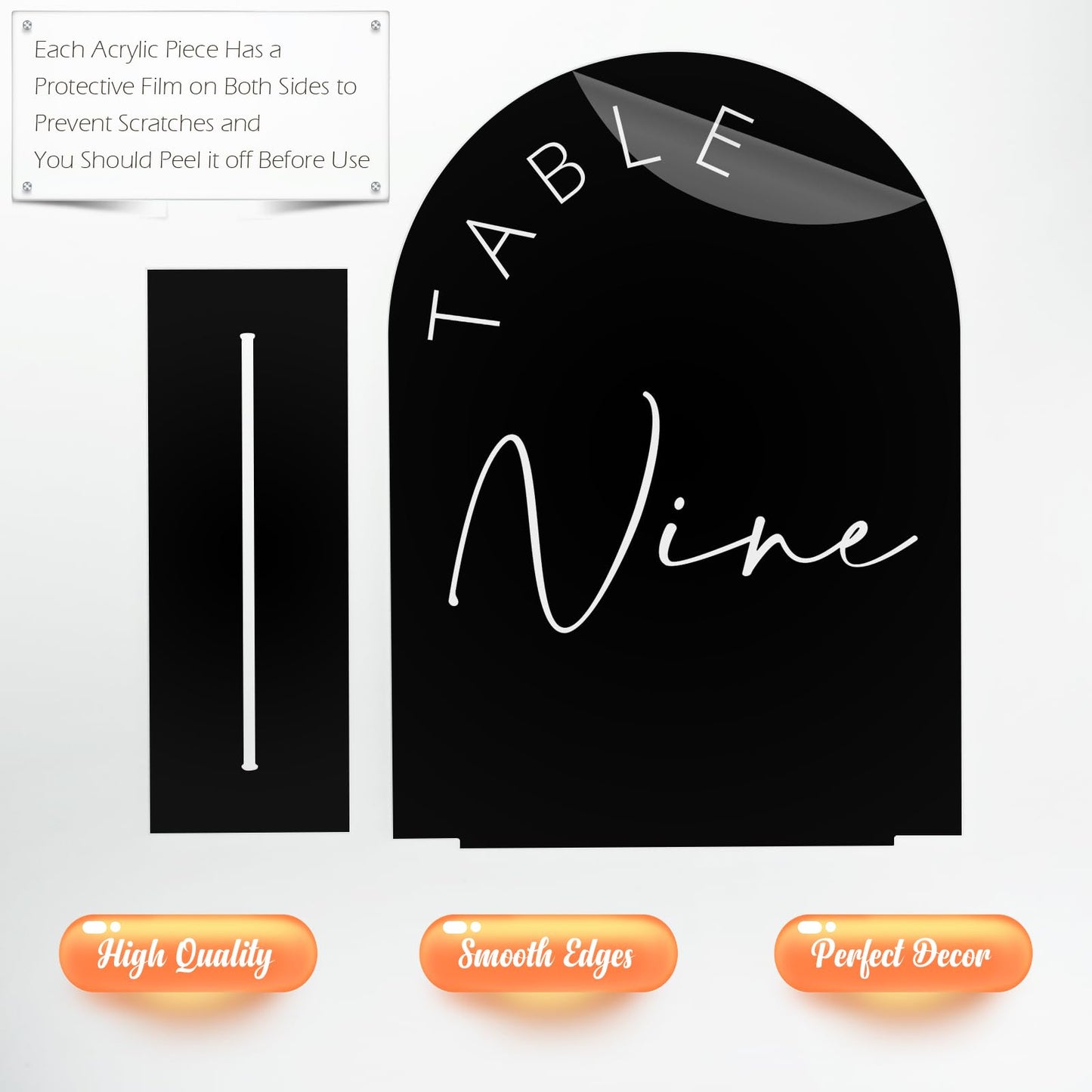 Números de Mesa de Boda Arco Negro con Soportes, Decoración para Recepciones